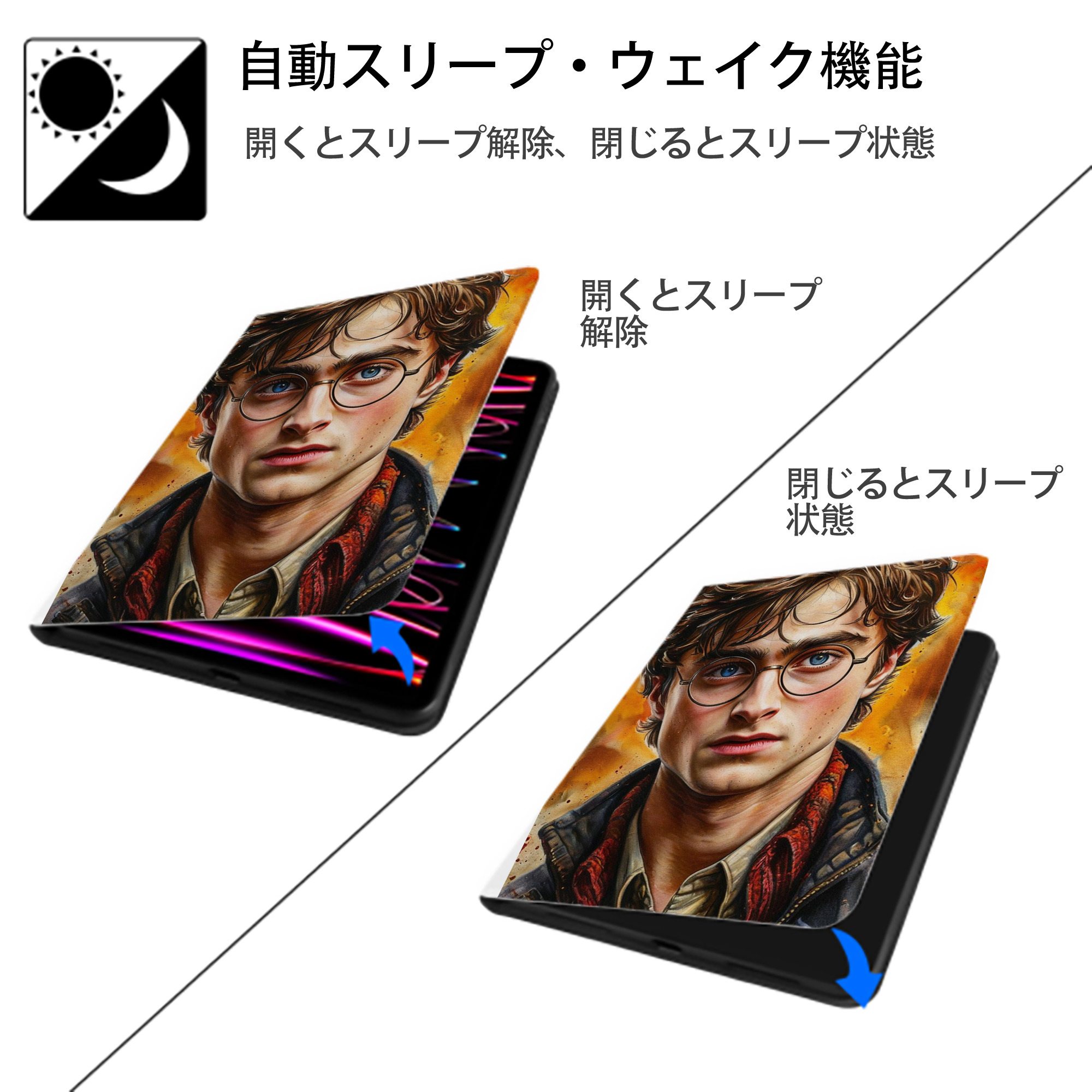 Harry Potter ハリー・ポッターシリーズ IPad ケース ペン収納付き 三つ折りスタンド PUレザー×シリコン 対応機種9.5/10.5/10.9インチ