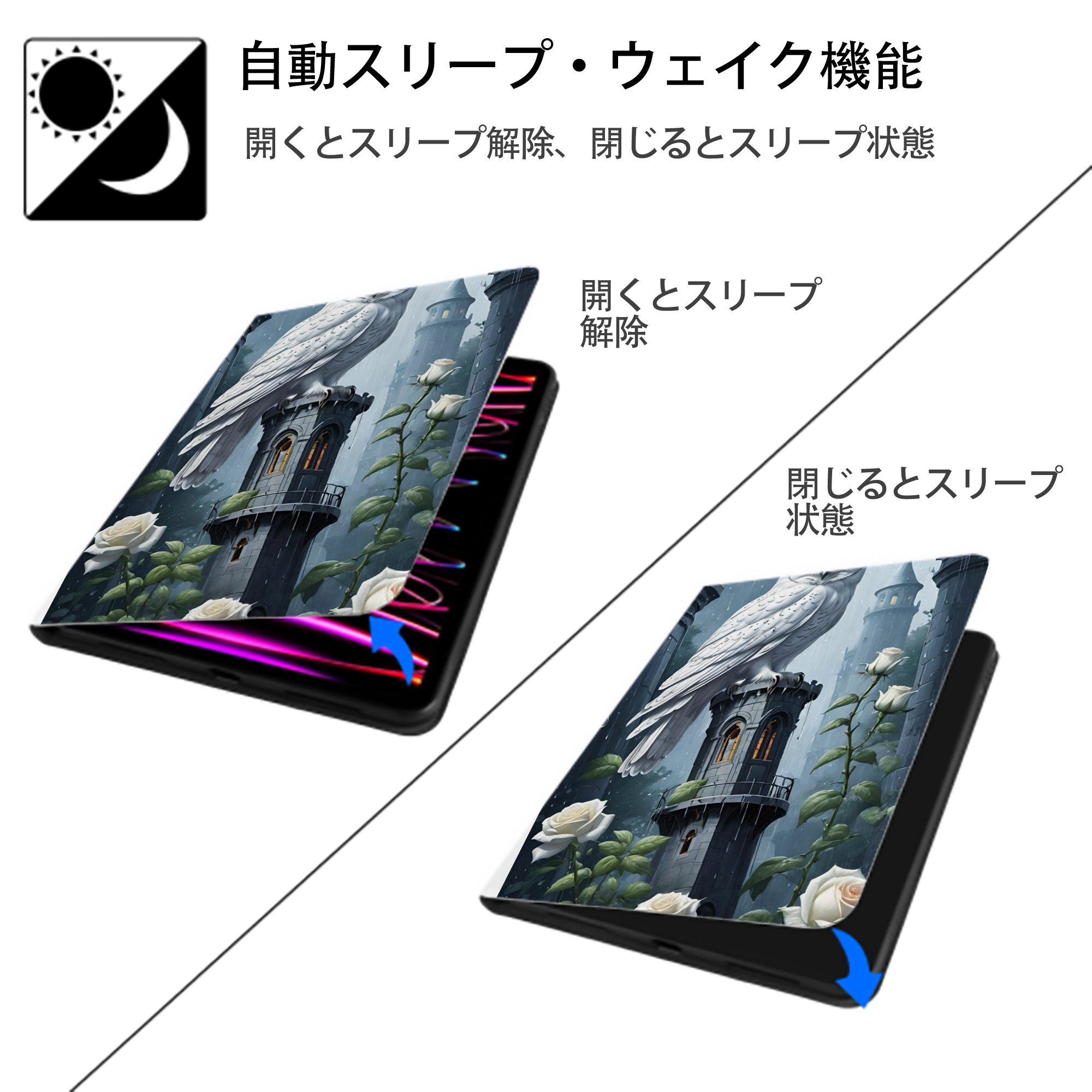 Harry Potter ハリー・ポッターシリーズ IPad ケース ペン収納付き 三つ折りスタンド PUレザー×シリコン 対応機種9.5/10.5/10.9インチ