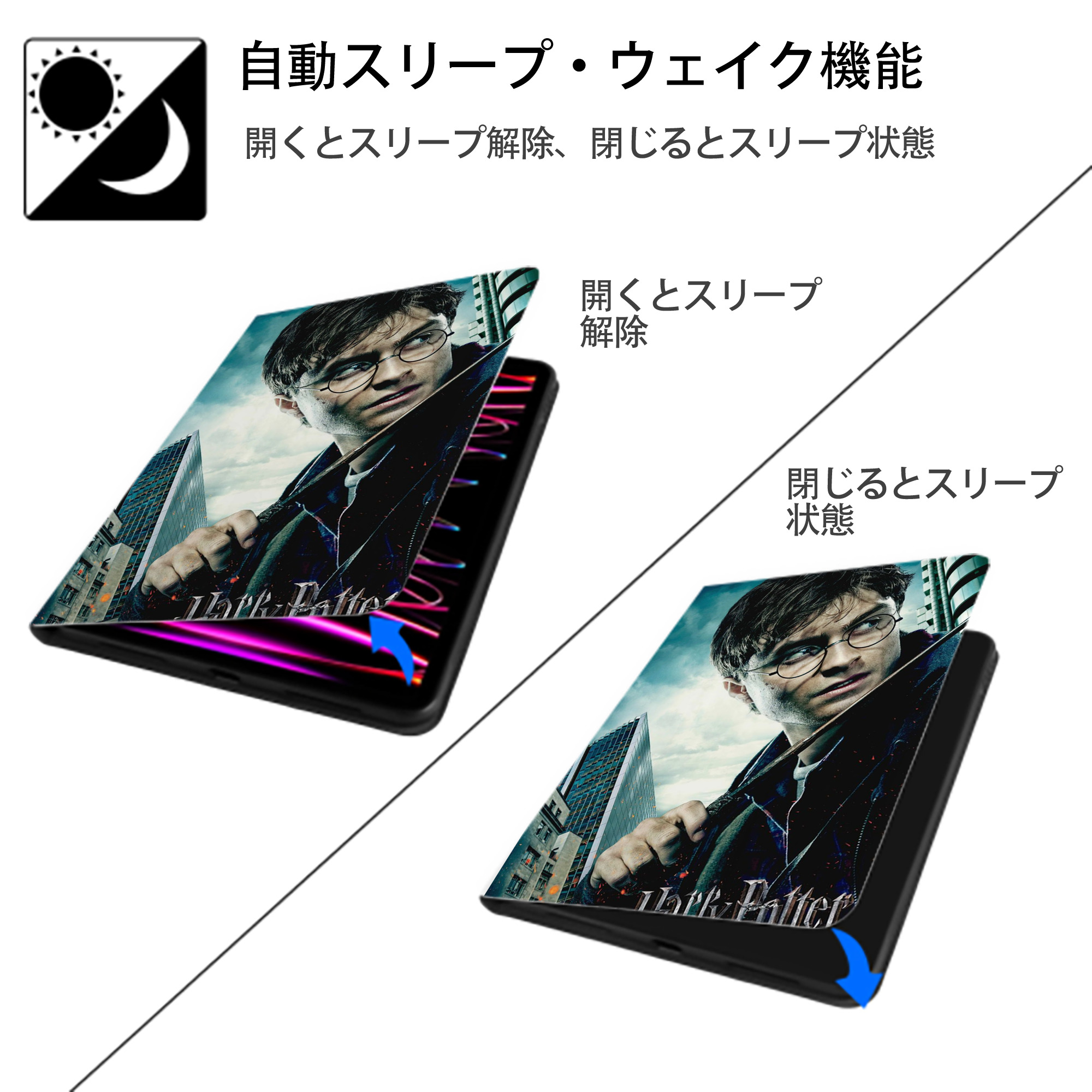 Harry Potter ハリー・ポッターシリーズ IPad ケース ペン収納付き 三つ折りスタンド PUレザー×シリコン 対応機種9.5/10.5/10.9インチ