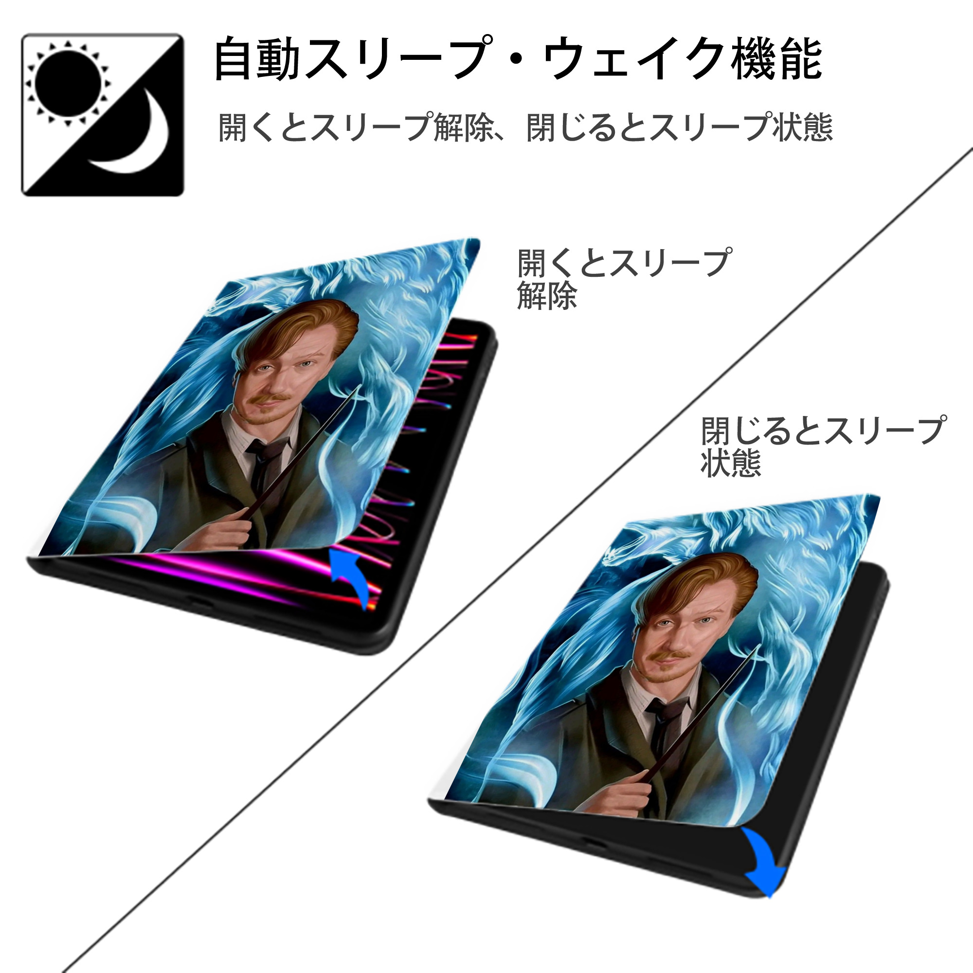 Harry Potter ハリー・ポッターシリーズ IPad ケース ペン収納付き 三つ折りスタンド PUレザー×シリコン 対応機種9.5/10.5/10.9インチ
