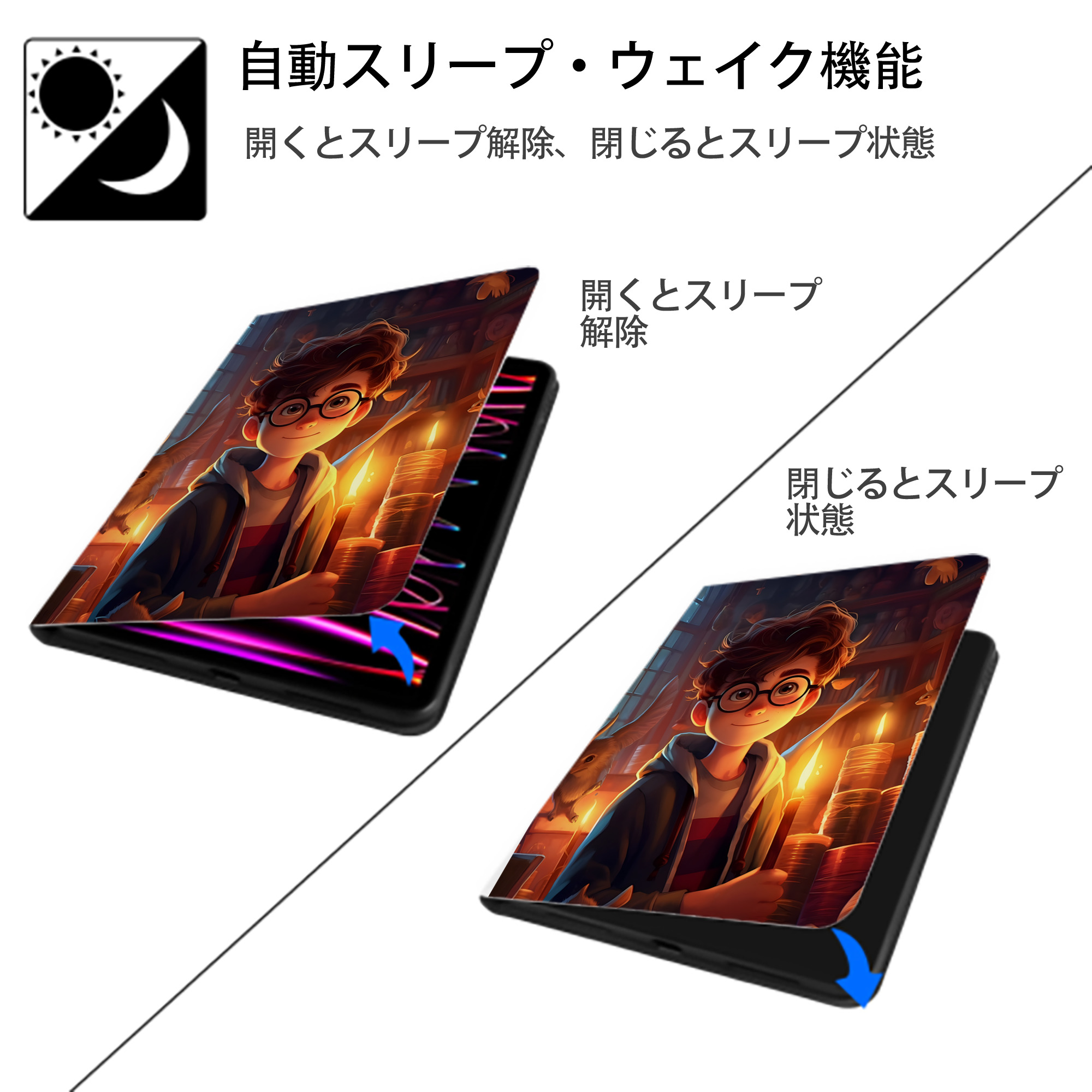 Harry Potter ハリー・ポッターシリーズ IPad ケース ペン収納付き 三つ折りスタンド PUレザー×シリコン 対応機種9.5/10.5/10.9インチ