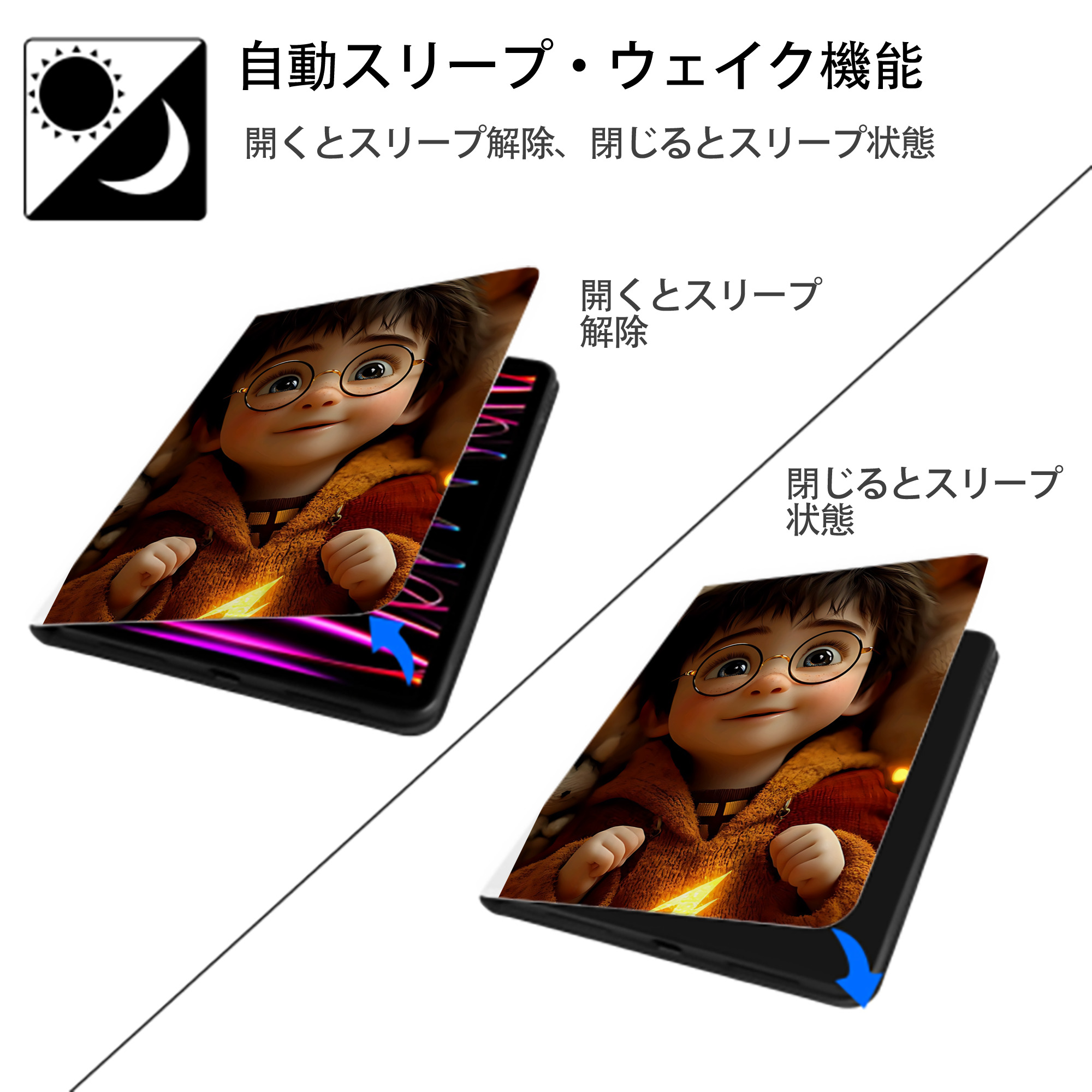 Harry Potter ハリー・ポッターシリーズ IPad ケース ペン収納付き 三つ折りスタンド PUレザー×シリコン 対応機種9.5/10.5/10.9インチ