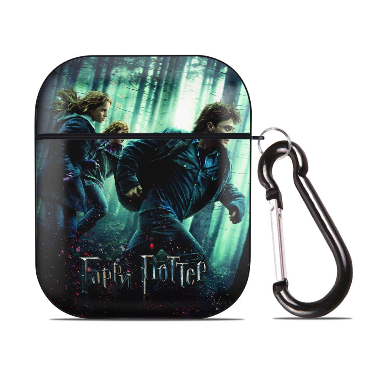 （画像用） Harry Potter ハリー・ポッターシリーズ AirPods 第2世代保護ケース ハードシェル ブラック 耐衝撃・防指紋・カラビナ付き