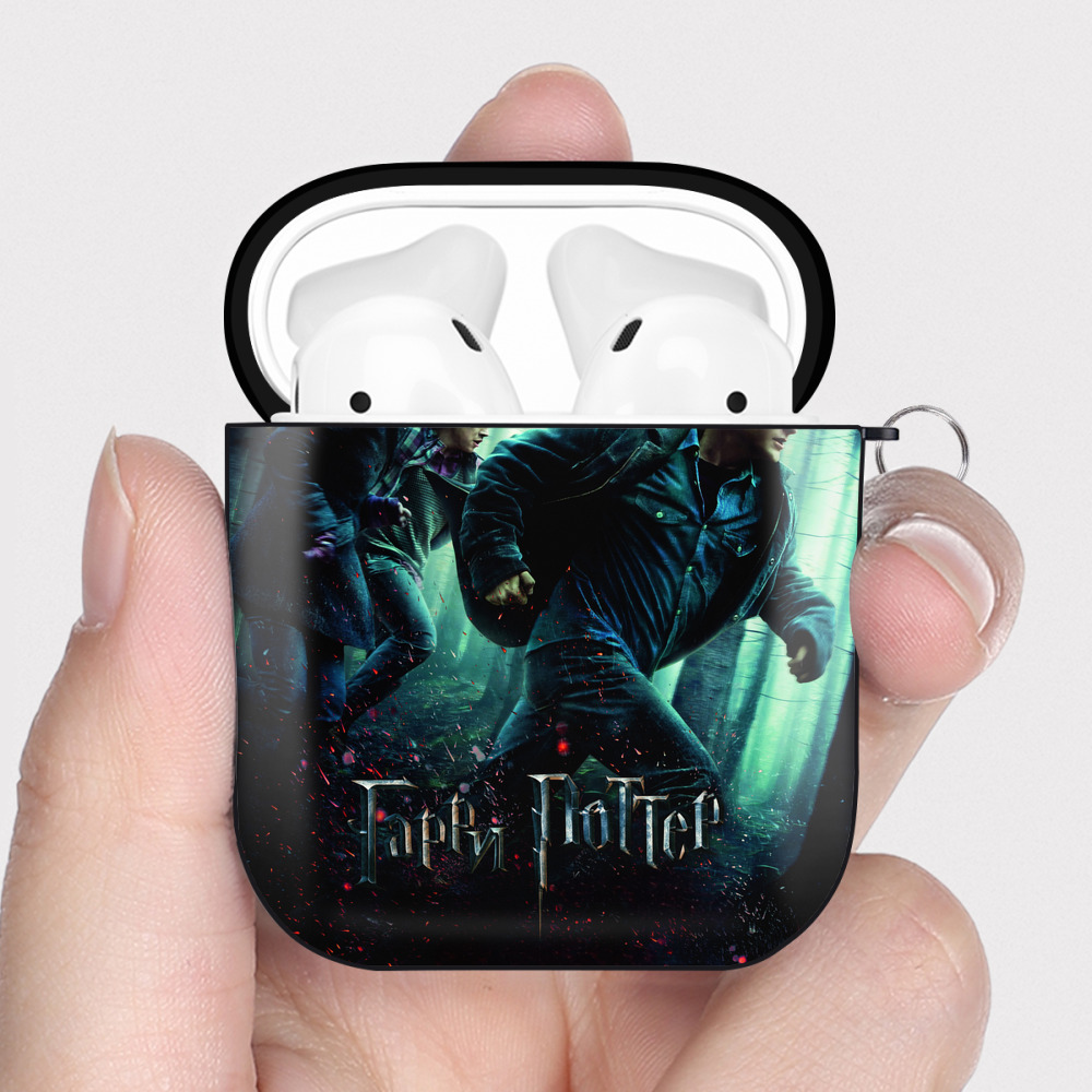 （画像用） Harry Potter ハリー・ポッターシリーズ AirPods 第2世代保護ケース ハードシェル ブラック 耐衝撃・防指紋・カラビナ付き
