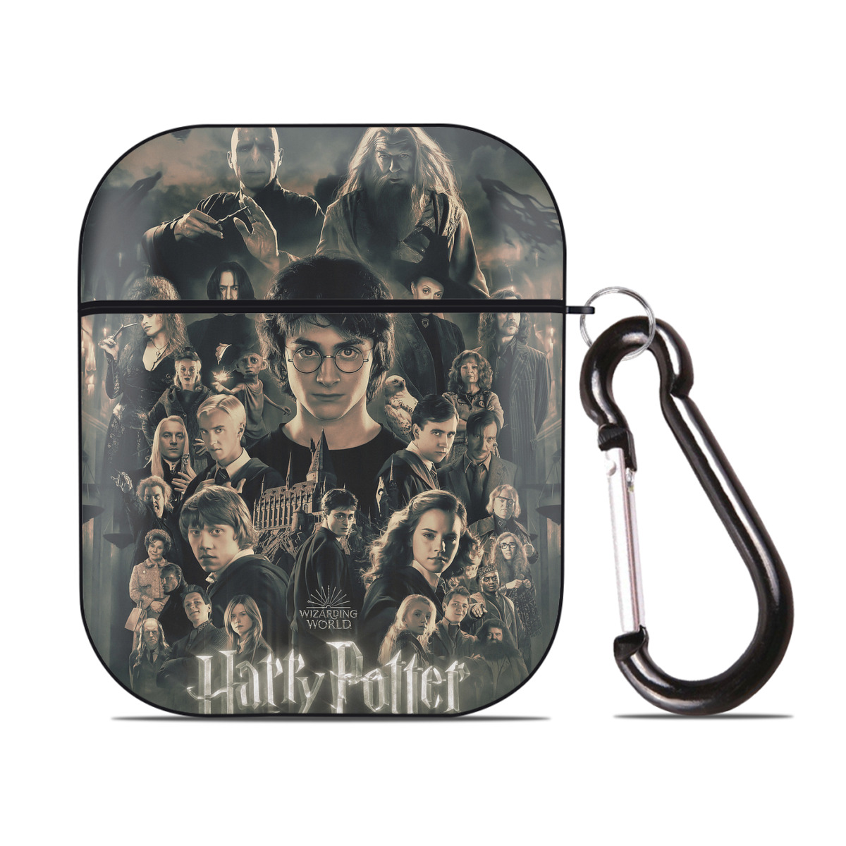 （画像用） Harry Potter ハリー・ポッターシリーズ AirPods 第2世代保護ケース ハードシェル ブラック 耐衝撃・防指紋・カラビナ付き