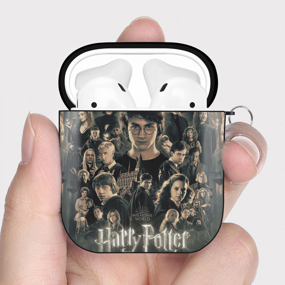 （画像用） Harry Potter ハリー・ポッターシリーズ AirPods 第2世代保護ケース ハードシェル ブラック 耐衝撃・防指紋・カラビナ付き