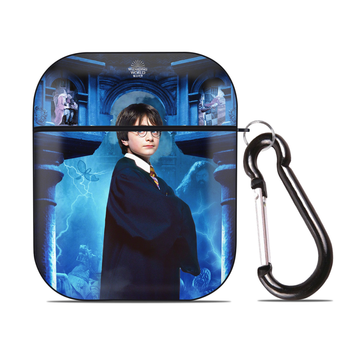 （画像用） Harry Potter ハリー・ポッターシリーズ AirPods 第2世代保護ケース ハードシェル ブラック 耐衝撃・防指紋・カラビナ付き