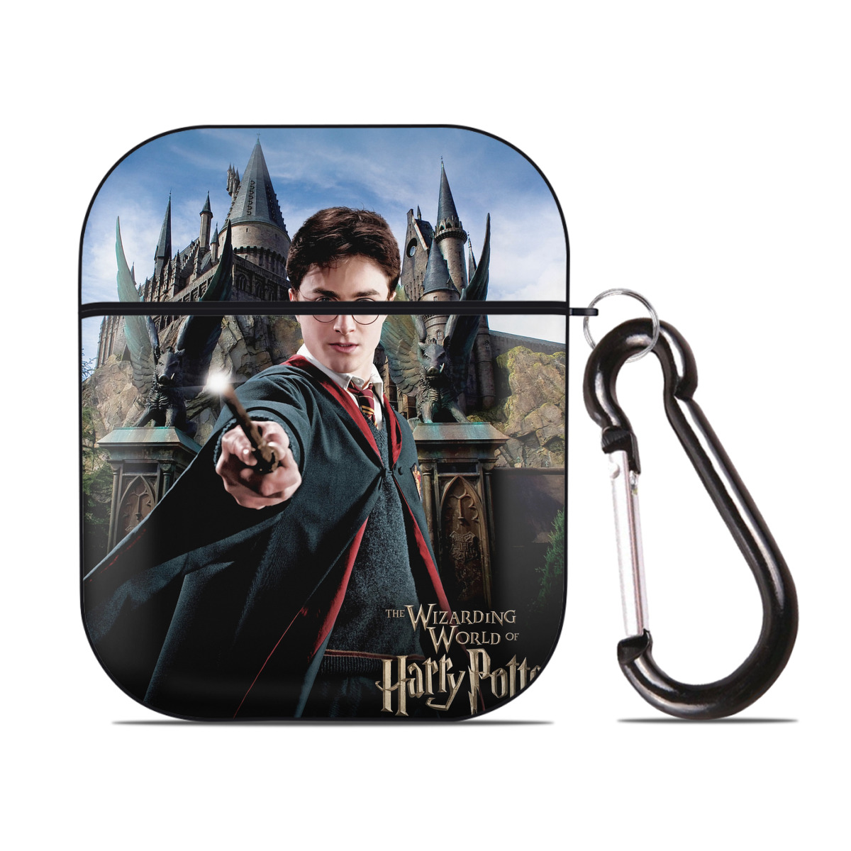 （画像用） Harry Potter ハリー・ポッターシリーズ AirPods 第2世代保護ケース ハードシェル ブラック 耐衝撃・防指紋・カラビナ付き