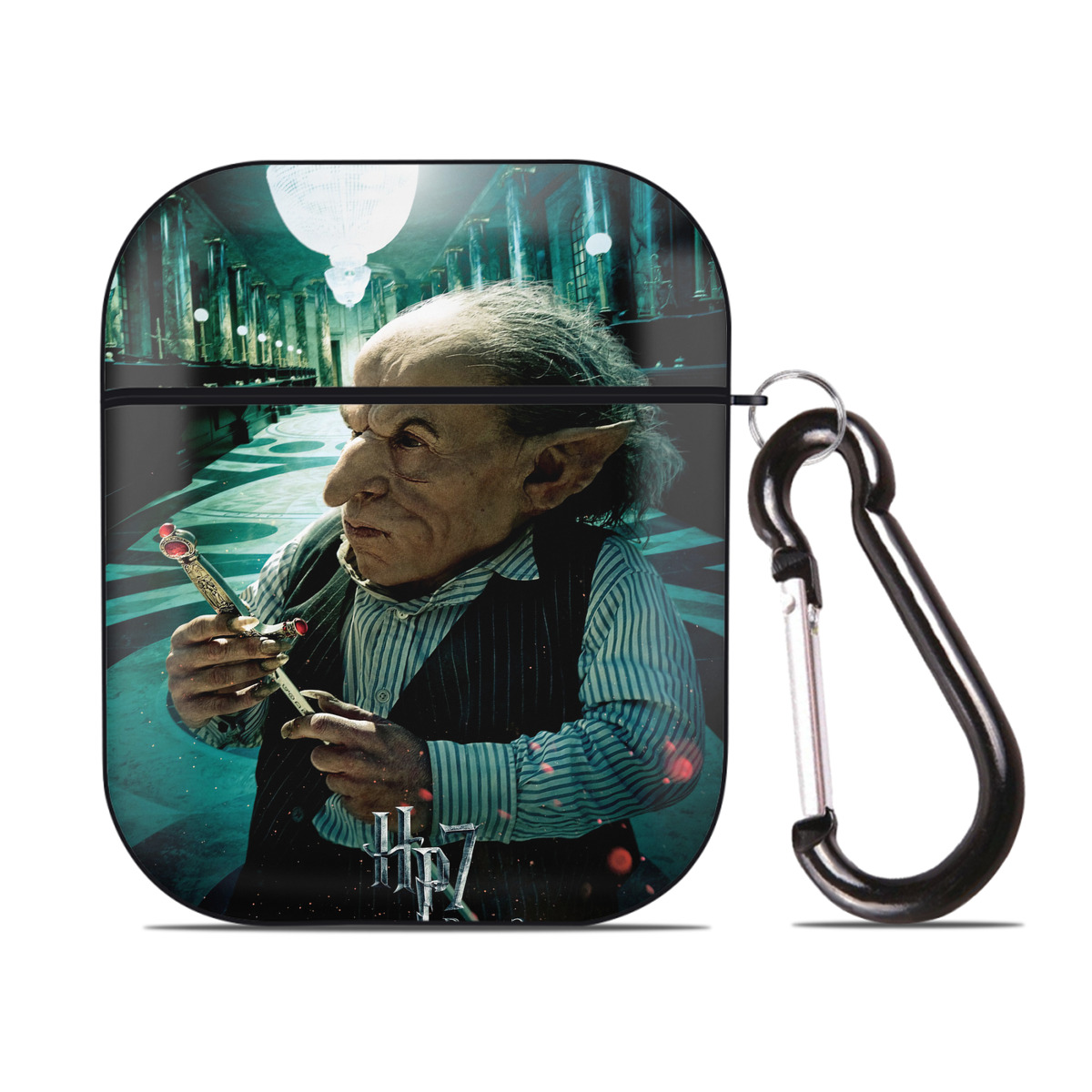 （画像用） Harry Potter ハリー・ポッターシリーズ AirPods 第2世代保護ケース ハードシェル ブラック 耐衝撃・防指紋・カラビナ付き