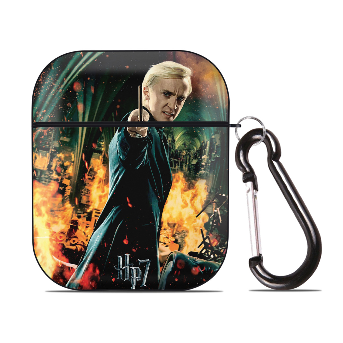 （画像用） Harry Potter ハリー・ポッターシリーズ AirPods 第2世代保護ケース ハードシェル ブラック 耐衝撃・防指紋・カラビナ付き