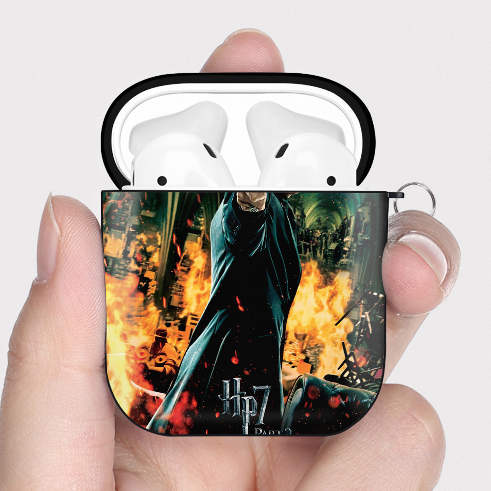 （画像用） Harry Potter ハリー・ポッターシリーズ AirPods 第2世代保護ケース ハードシェル ブラック 耐衝撃・防指紋・カラビナ付き