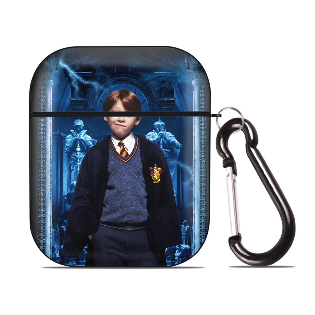 （画像用） Harry Potter ハリー・ポッターシリーズ AirPods 第2世代保護ケース ハードシェル ブラック 耐衝撃・防指紋・カラビナ付き