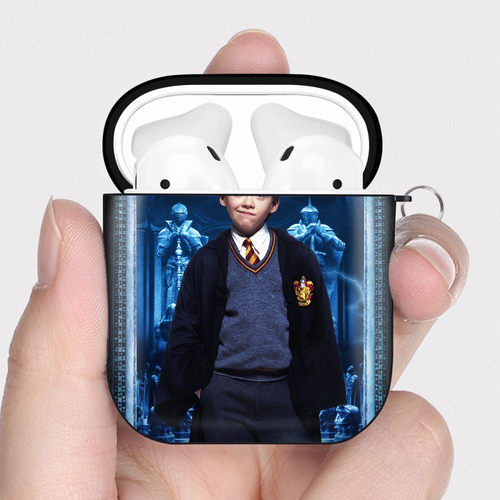 （画像用） Harry Potter ハリー・ポッターシリーズ AirPods 第2世代保護ケース ハードシェル ブラック 耐衝撃・防指紋・カラビナ付き