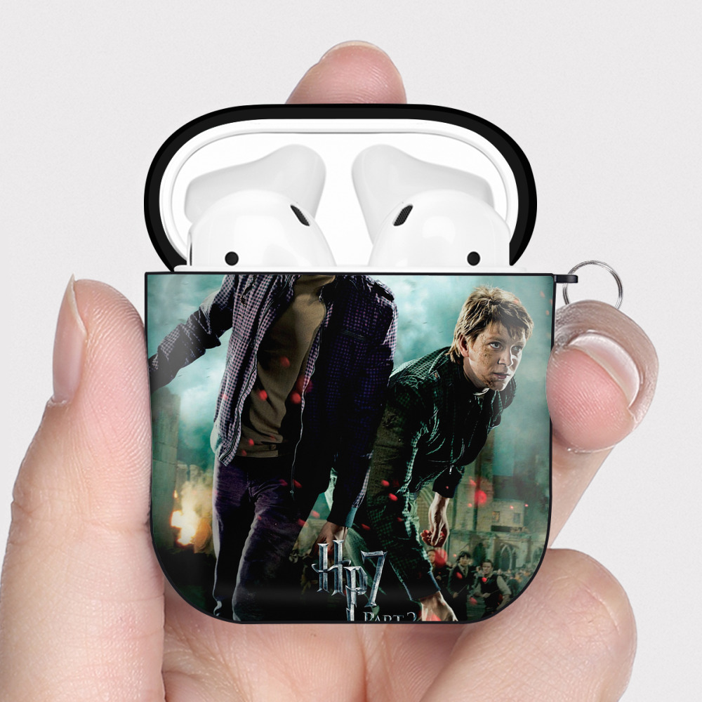 （画像用） Harry Potter ハリー・ポッターシリーズ AirPods 第2世代保護ケース ハードシェル ブラック 耐衝撃・防指紋・カラビナ付き