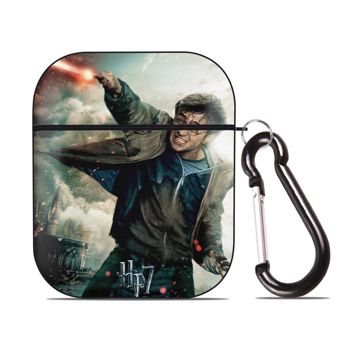 （画像用） Harry Potter ハリー・ポッターシリーズ AirPods 第2世代保護ケース ハードシェル ブラック 耐衝撃・防指紋・カラビナ付き