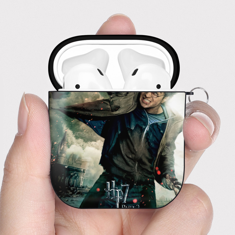 （画像用） Harry Potter ハリー・ポッターシリーズ AirPods 第2世代保護ケース ハードシェル ブラック 耐衝撃・防指紋・カラビナ付き