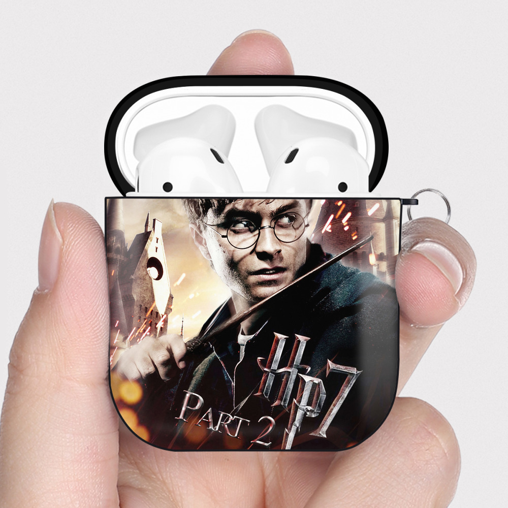 （画像用） Harry Potter ハリー・ポッターシリーズ AirPods 第2世代保護ケース ハードシェル ブラック 耐衝撃・防指紋・カラビナ付き