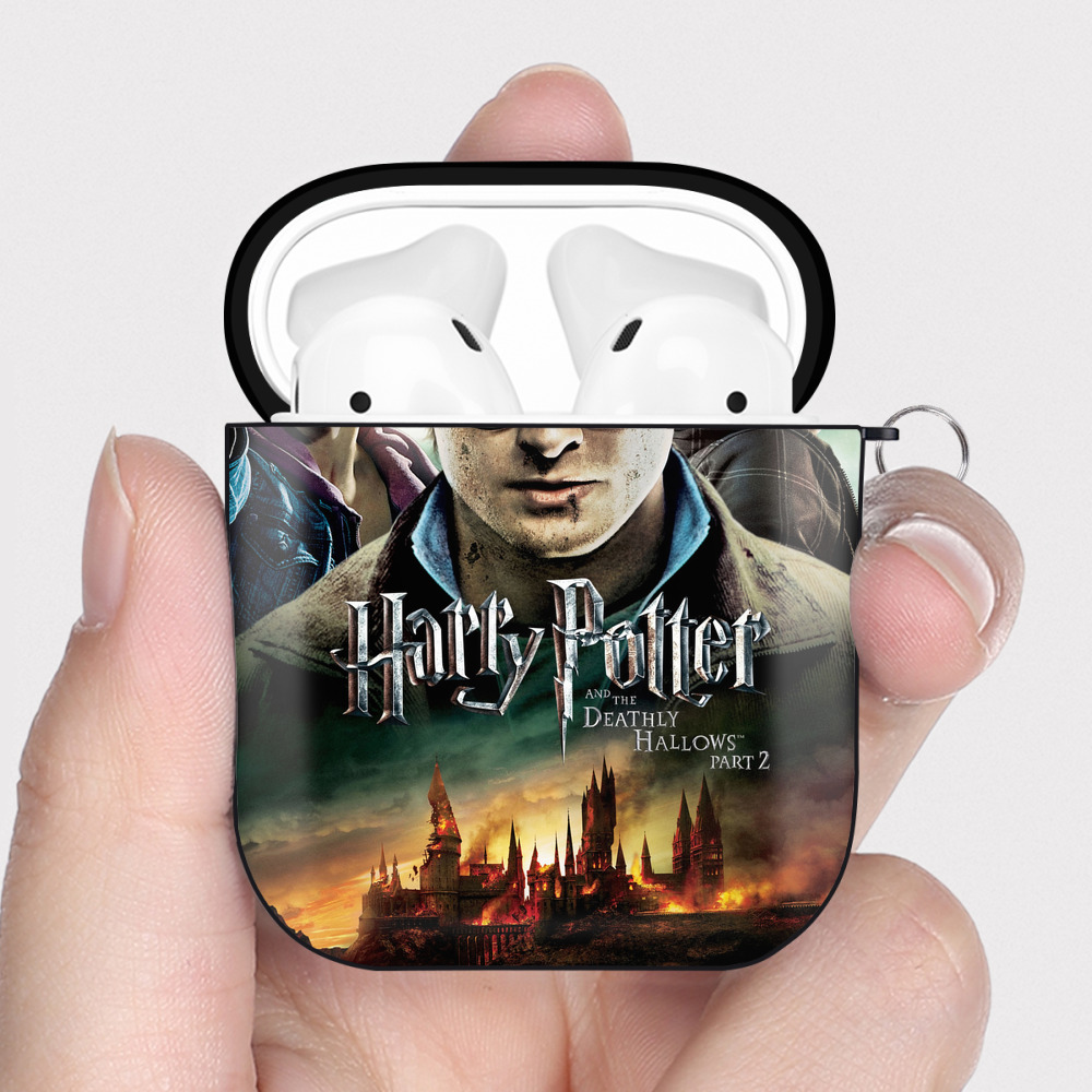 （画像用） Harry Potter ハリー・ポッターシリーズ AirPods 第2世代保護ケース ハードシェル ブラック 耐衝撃・防指紋・カラビナ付き