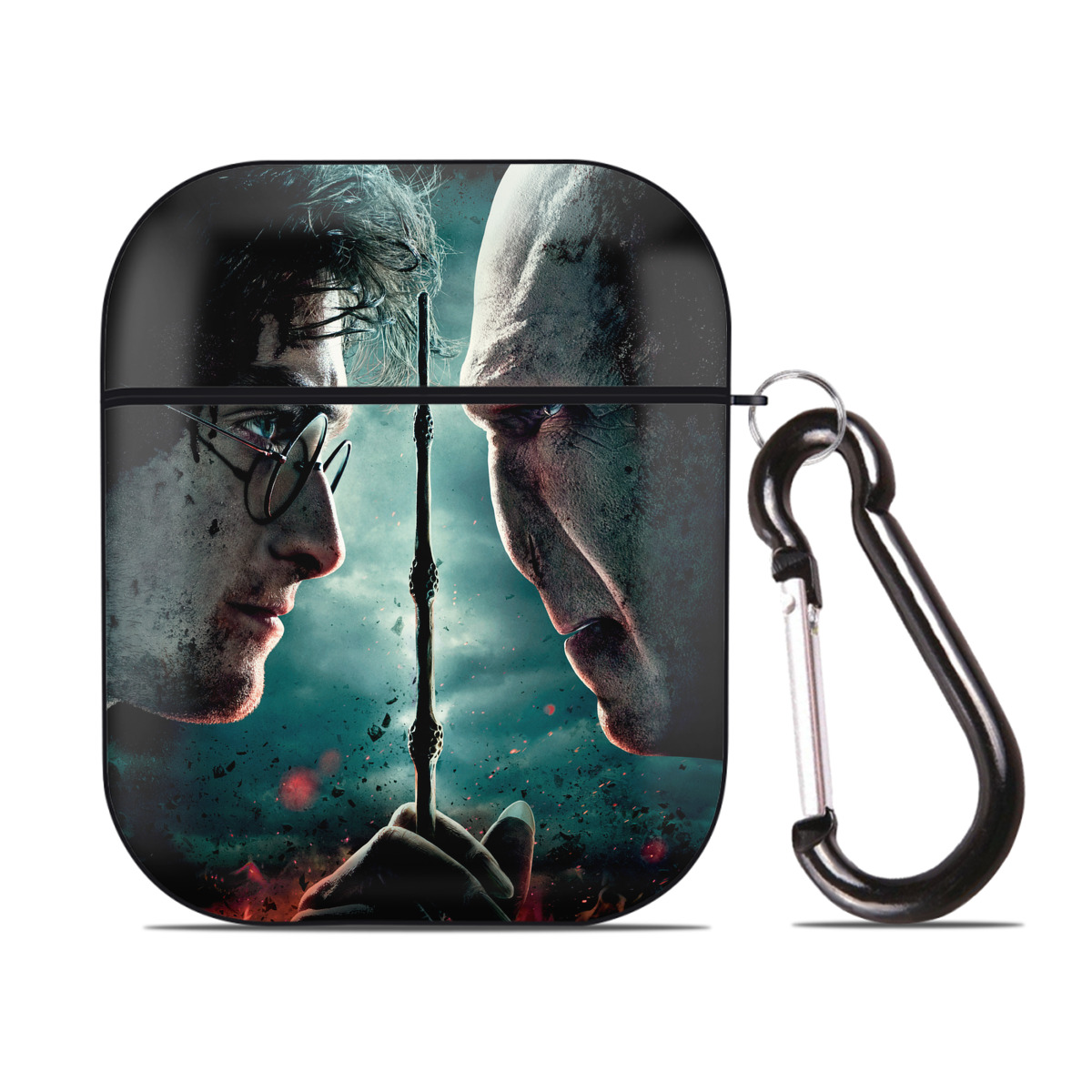（画像用） Harry Potter ハリー・ポッターシリーズ AirPods 第2世代保護ケース ハードシェル ブラック 耐衝撃・防指紋・カラビナ付き