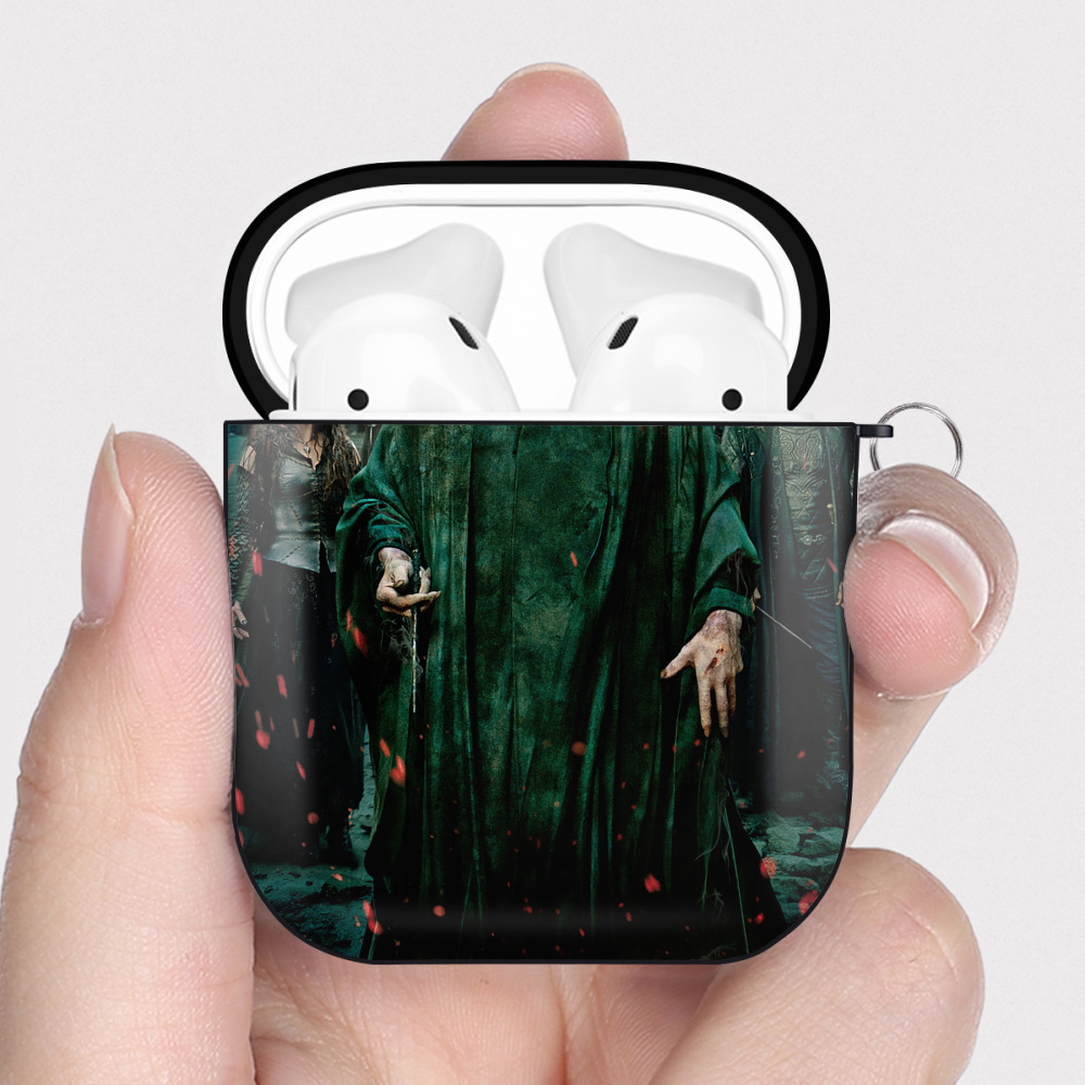 （画像用） Harry Potter ハリー・ポッターシリーズ AirPods 第2世代保護ケース ハードシェル ブラック 耐衝撃・防指紋・カラビナ付き