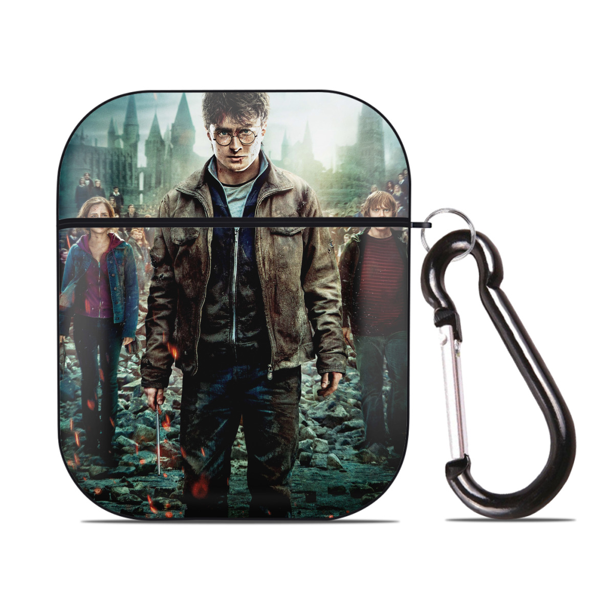 （画像用） Harry Potter ハリー・ポッターシリーズ AirPods 第2世代保護ケース ハードシェル ブラック 耐衝撃・防指紋・カラビナ付き