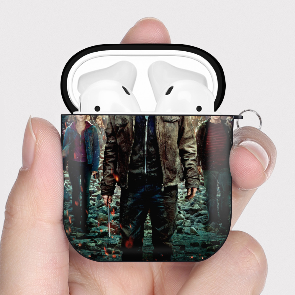 （画像用） Harry Potter ハリー・ポッターシリーズ AirPods 第2世代保護ケース ハードシェル ブラック 耐衝撃・防指紋・カラビナ付き