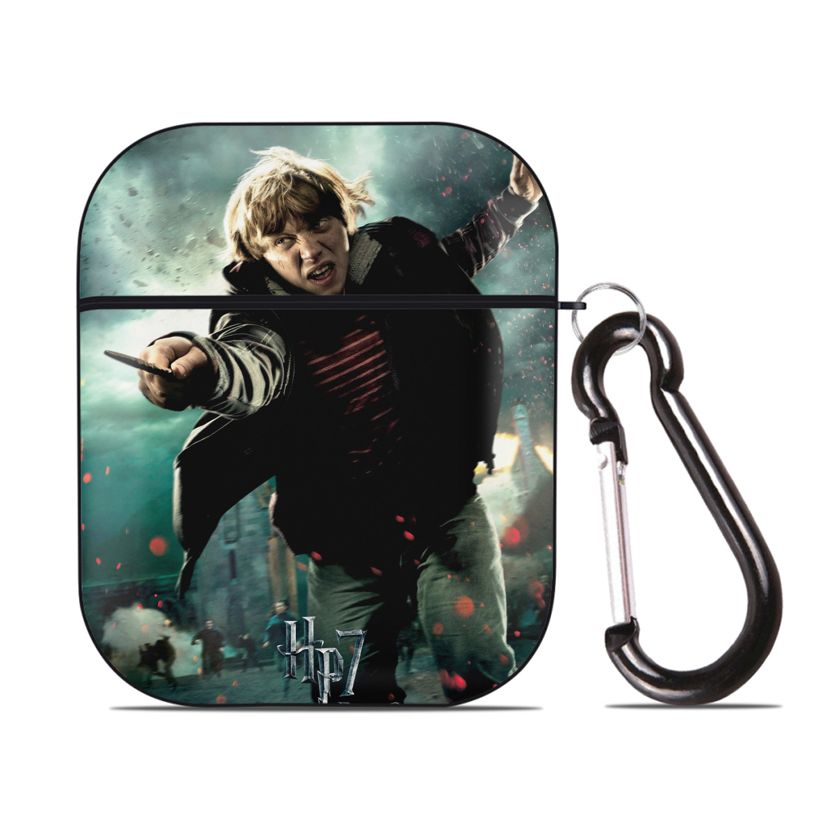 （画像用） Harry Potter ハリー・ポッターシリーズ AirPods 第2世代保護ケース ハードシェル ブラック 耐衝撃・防指紋・カラビナ付き