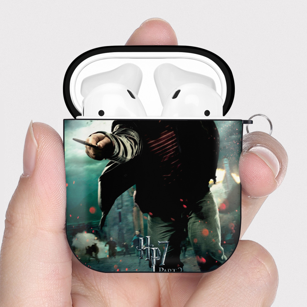 （画像用） Harry Potter ハリー・ポッターシリーズ AirPods 第2世代保護ケース ハードシェル ブラック 耐衝撃・防指紋・カラビナ付き