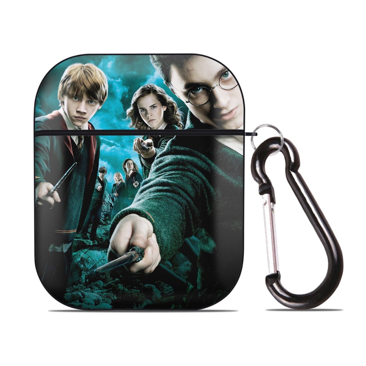 （画像用） Harry Potter ハリー・ポッターシリーズ AirPods 第2世代保護ケース ハードシェル ブラック 耐衝撃・防指紋・カラビナ付き