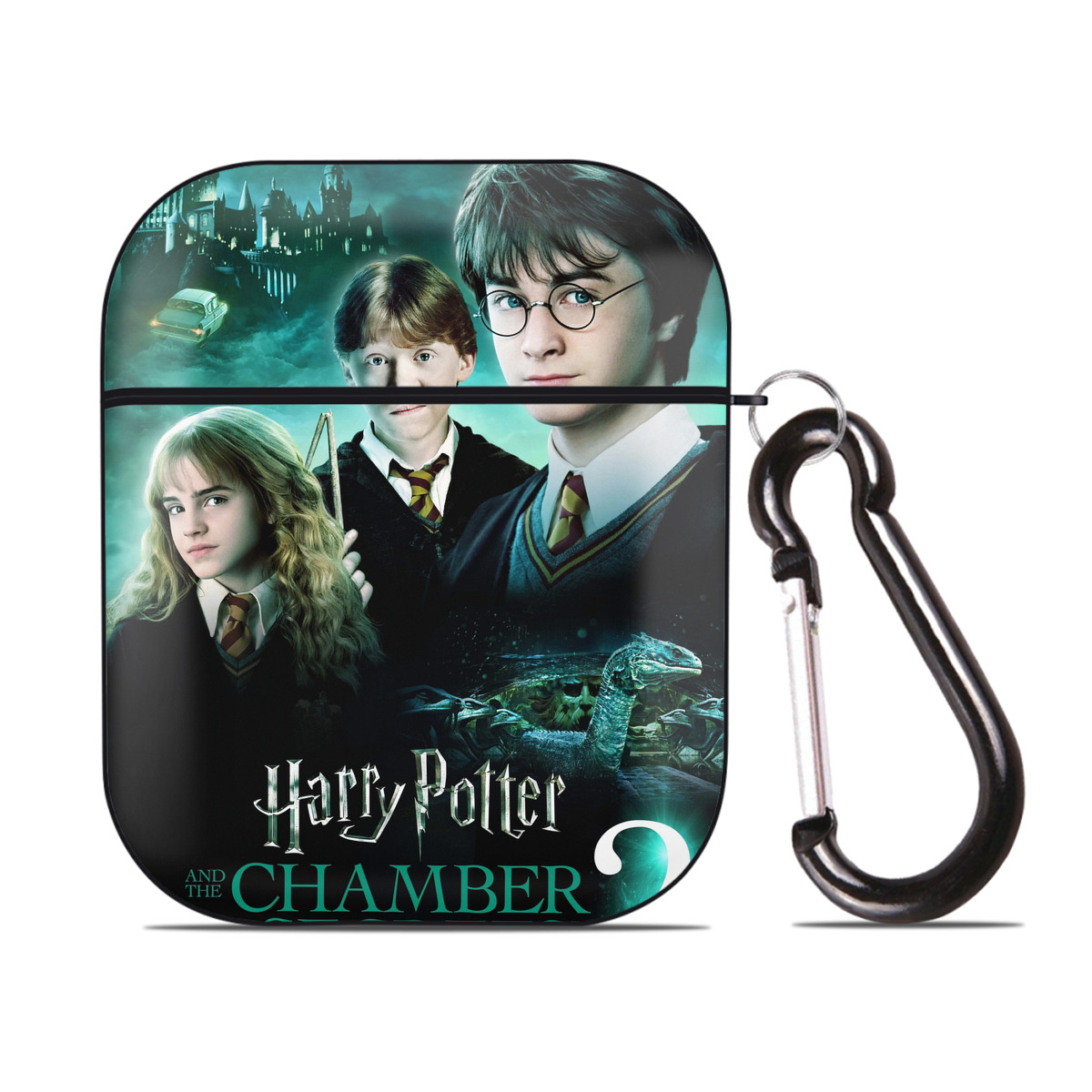 （画像用） Harry Potter ハリー・ポッターシリーズ AirPods 第2世代保護ケース ハードシェル ブラック 耐衝撃・防指紋・カラビナ付き