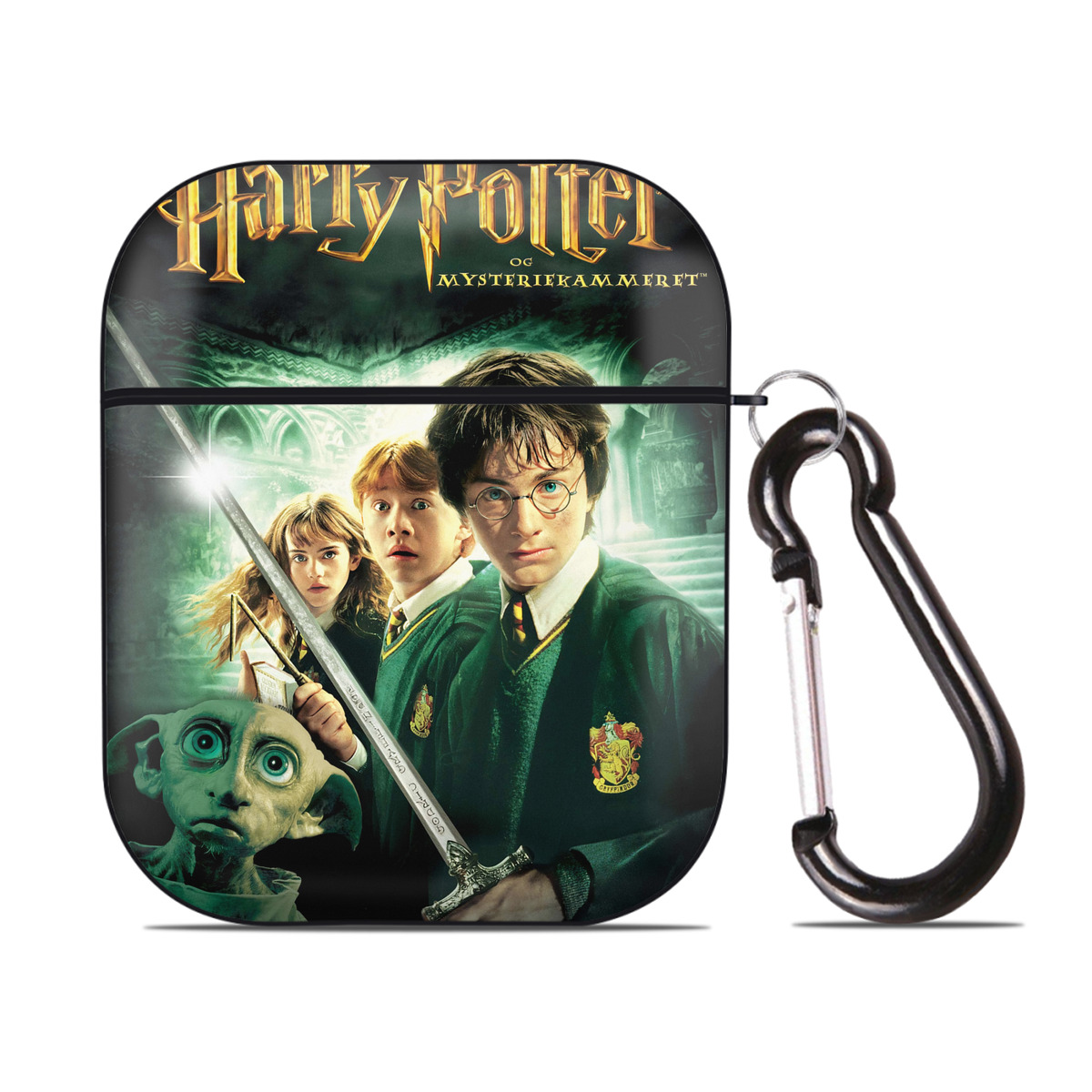 （画像用） Harry Potter ハリー・ポッターシリーズ AirPods 第2世代保護ケース ハードシェル ブラック 耐衝撃・防指紋・カラビナ付き