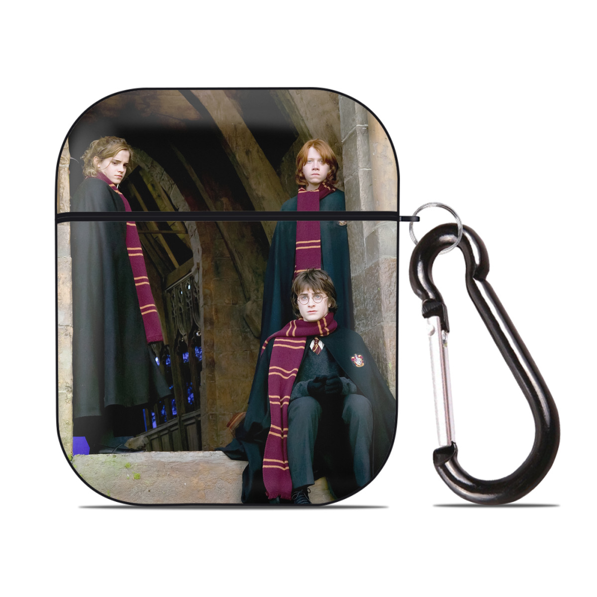 （画像用） Harry Potter ハリー・ポッターシリーズ AirPods 第2世代保護ケース ハードシェル ブラック 耐衝撃・防指紋・カラビナ付き