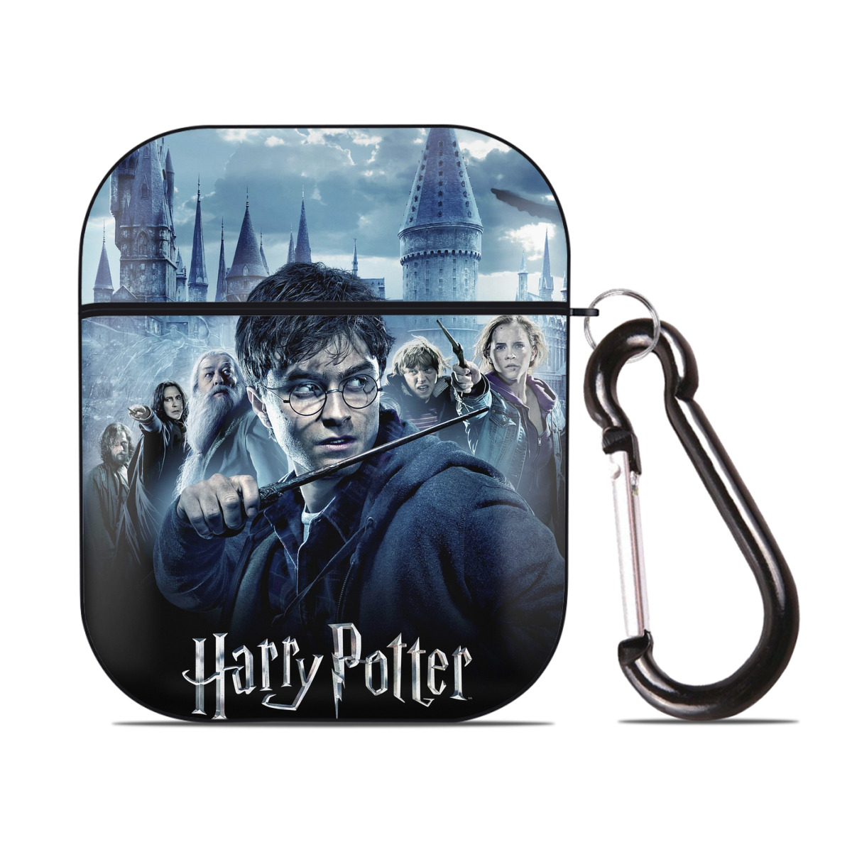 （画像用） Harry Potter ハリー・ポッターシリーズ AirPods 第2世代保護ケース ハードシェル ブラック 耐衝撃・防指紋・カラビナ付き