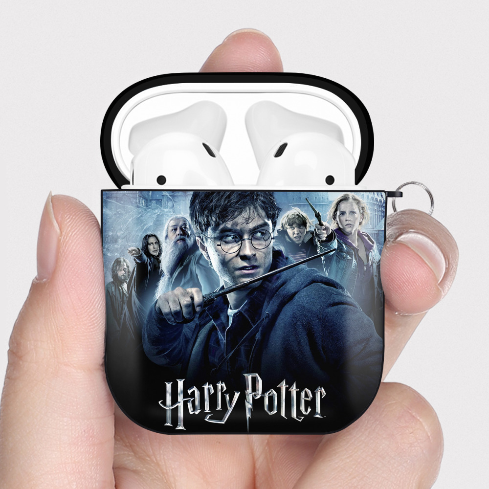 （画像用） Harry Potter ハリー・ポッターシリーズ AirPods 第2世代保護ケース ハードシェル ブラック 耐衝撃・防指紋・カラビナ付き