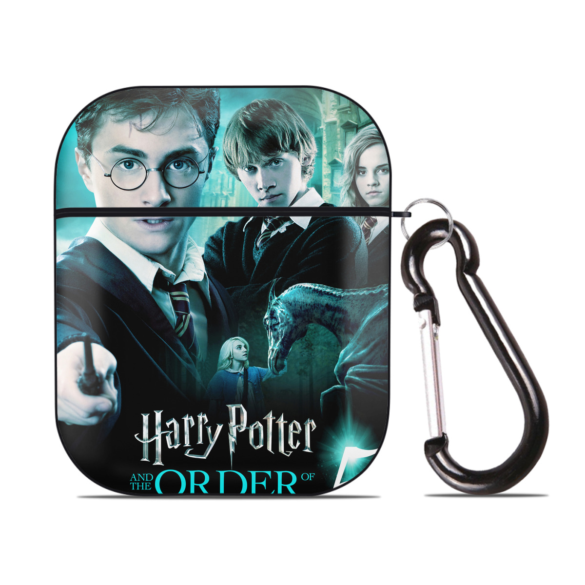 （画像用） Harry Potter ハリー・ポッターシリーズ AirPods 第2世代保護ケース ハードシェル ブラック 耐衝撃・防指紋・カラビナ付き