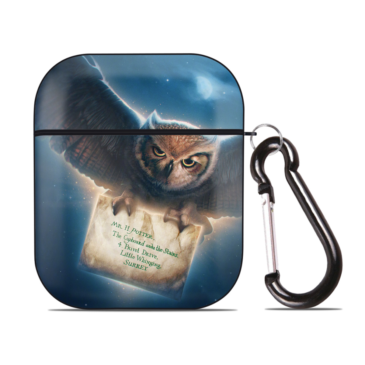 （画像用） Harry Potter ハリー・ポッターシリーズ AirPods 第2世代保護ケース ハードシェル ブラック 耐衝撃・防指紋・カラビナ付き