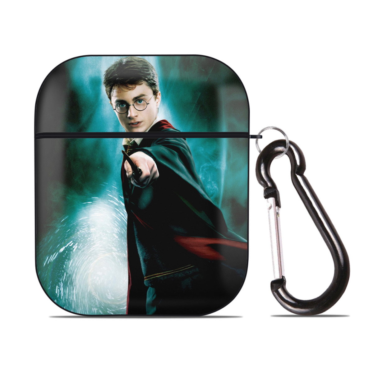 （画像用） Harry Potter ハリー・ポッターシリーズ AirPods 第2世代保護ケース ハードシェル ブラック 耐衝撃・防指紋・カラビナ付き