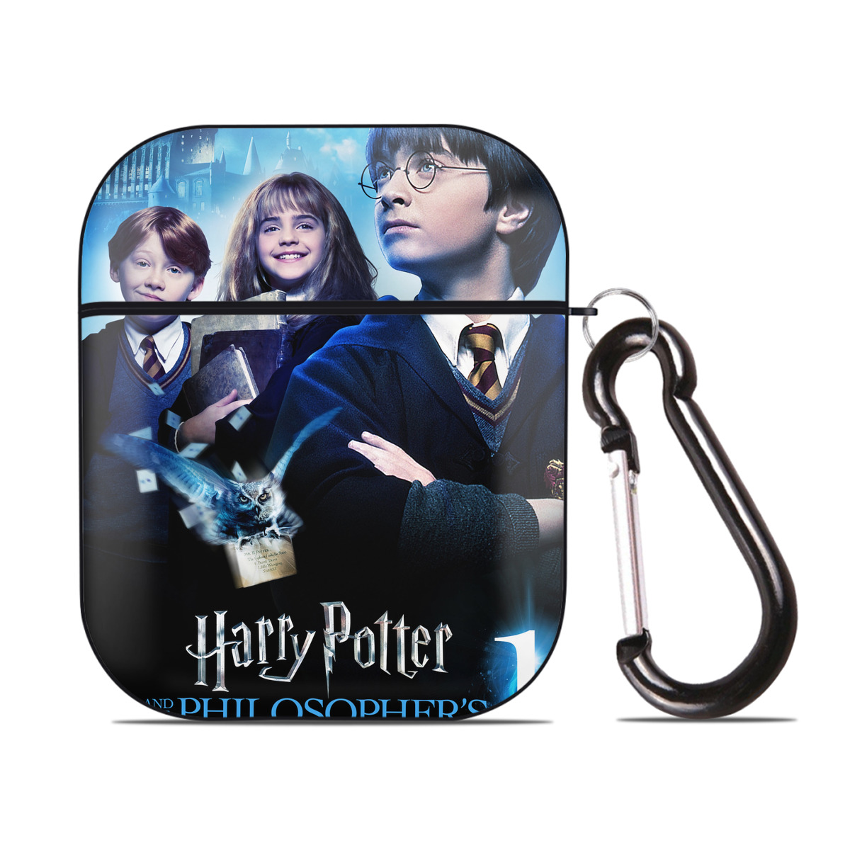 （画像用） Harry Potter ハリー・ポッターシリーズ AirPods 第2世代保護ケース ハードシェル ブラック 耐衝撃・防指紋・カラビナ付き