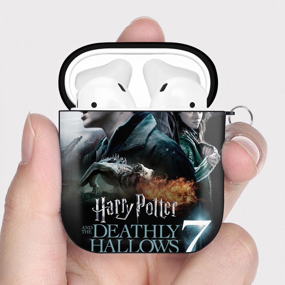 （画像用） Harry Potter ハリー・ポッターシリーズ AirPods 第2世代保護ケース ハードシェル ブラック 耐衝撃・防指紋・カラビナ付き