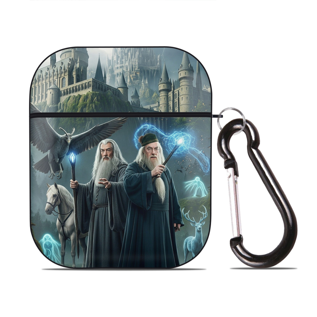 （画像用） Harry Potter ハリー・ポッターシリーズ AirPods 第2世代保護ケース ハードシェル ブラック 耐衝撃・防指紋・カラビナ付き