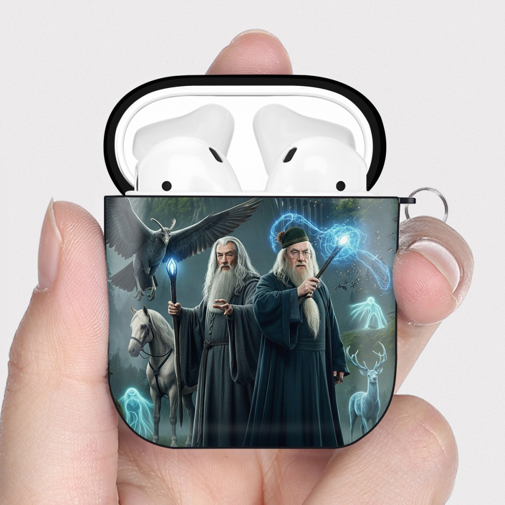 （画像用） Harry Potter ハリー・ポッターシリーズ AirPods 第2世代保護ケース ハードシェル ブラック 耐衝撃・防指紋・カラビナ付き