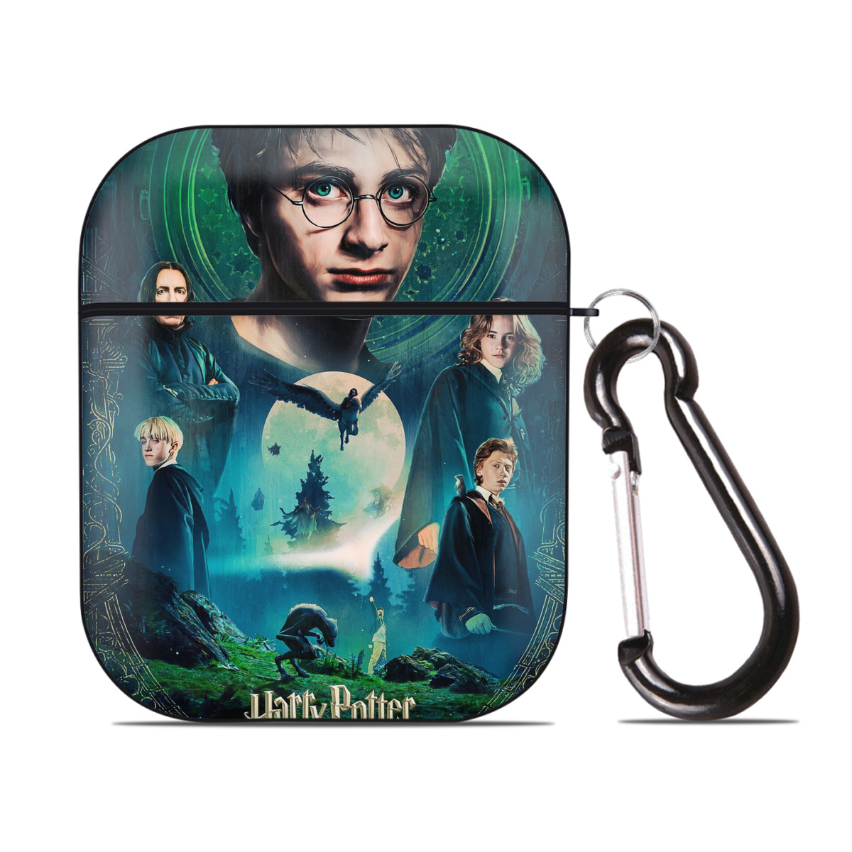 （画像用） Harry Potter ハリー・ポッターシリーズ AirPods 第2世代保護ケース ハードシェル ブラック 耐衝撃・防指紋・カラビナ付き