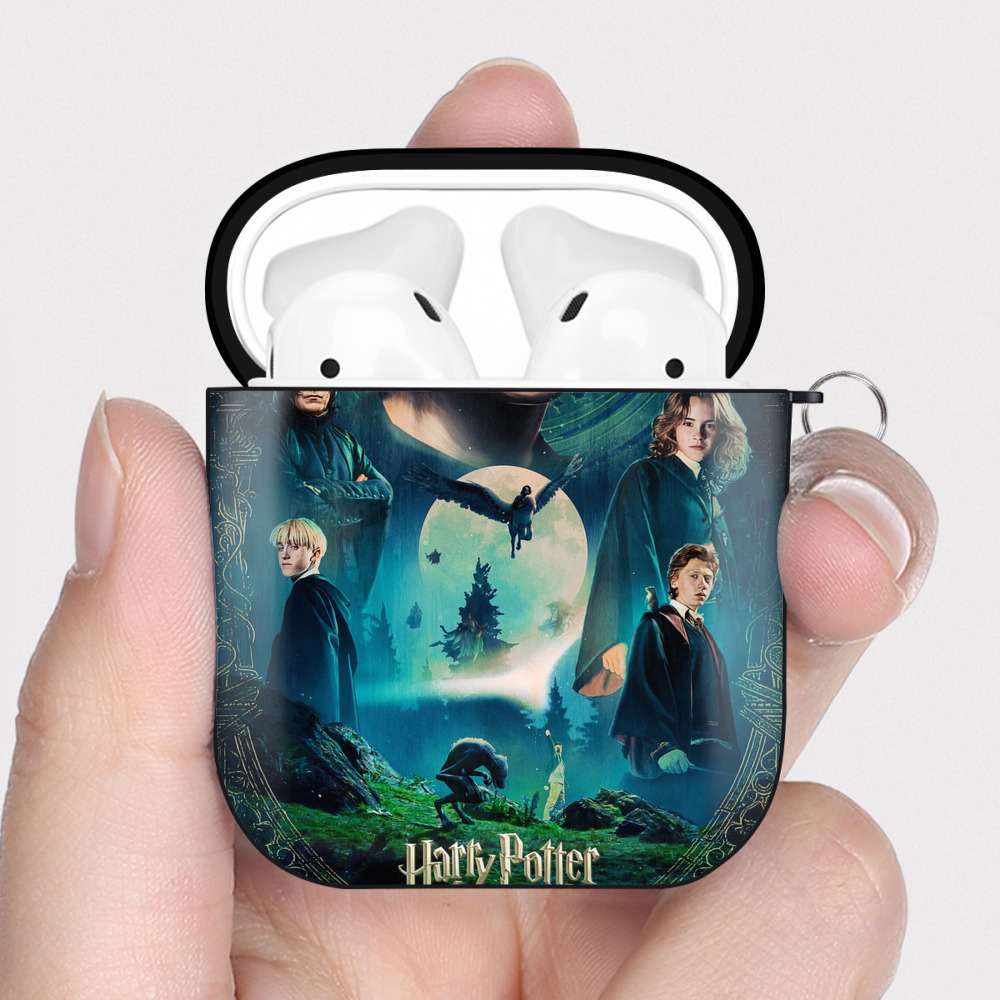 （画像用） Harry Potter ハリー・ポッターシリーズ AirPods 第2世代保護ケース ハードシェル ブラック 耐衝撃・防指紋・カラビナ付き