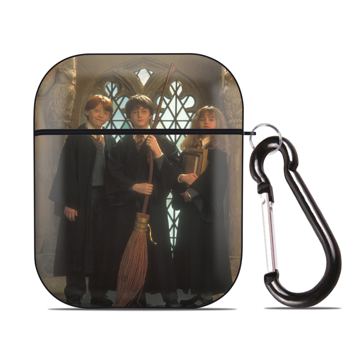 （画像用） Harry Potter ハリー・ポッターシリーズ AirPods 第2世代保護ケース ハードシェル ブラック 耐衝撃・防指紋・カラビナ付き