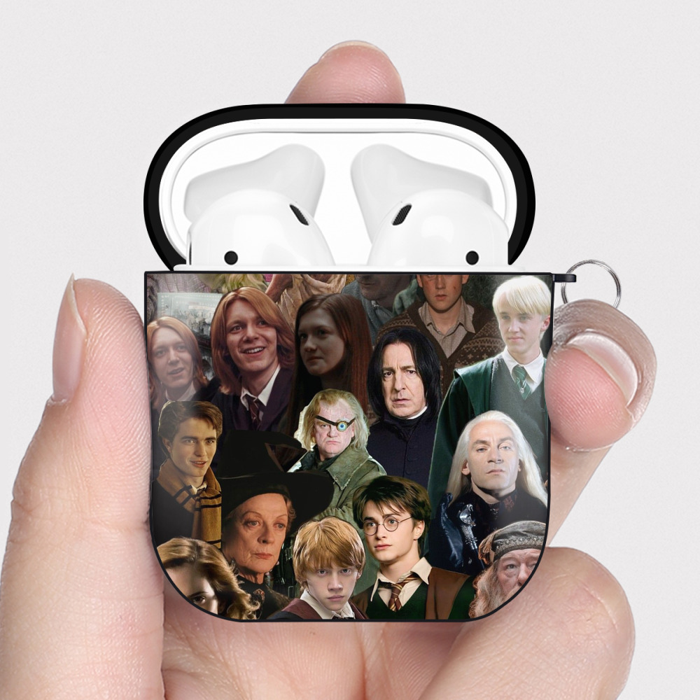 （画像用） Harry Potter ハリー・ポッターシリーズ AirPods 第2世代保護ケース ハードシェル ブラック 耐衝撃・防指紋・カラビナ付き