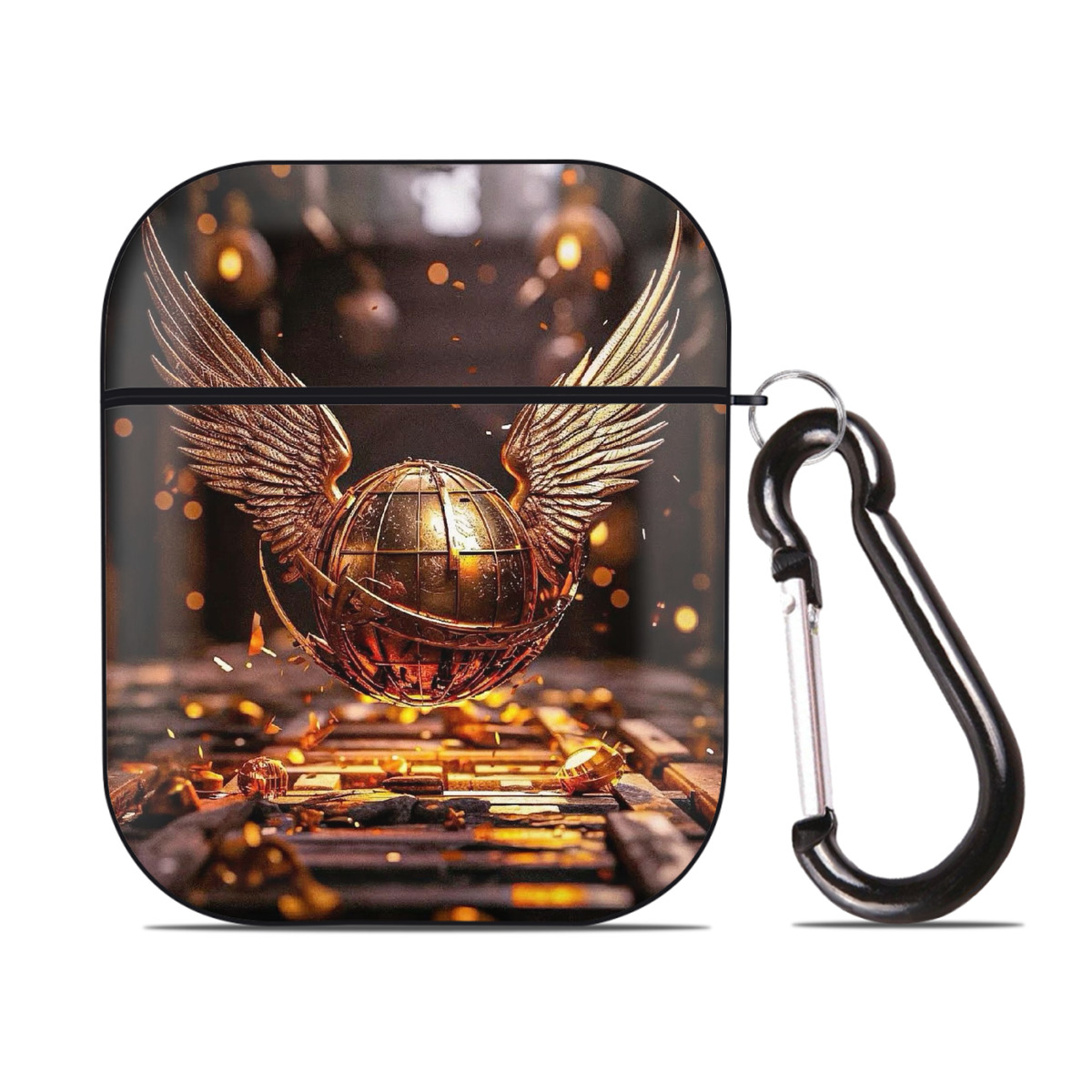 （画像用） Harry Potter ハリー・ポッターシリーズ AirPods 第2世代保護ケース ハードシェル ブラック 耐衝撃・防指紋・カラビナ付き