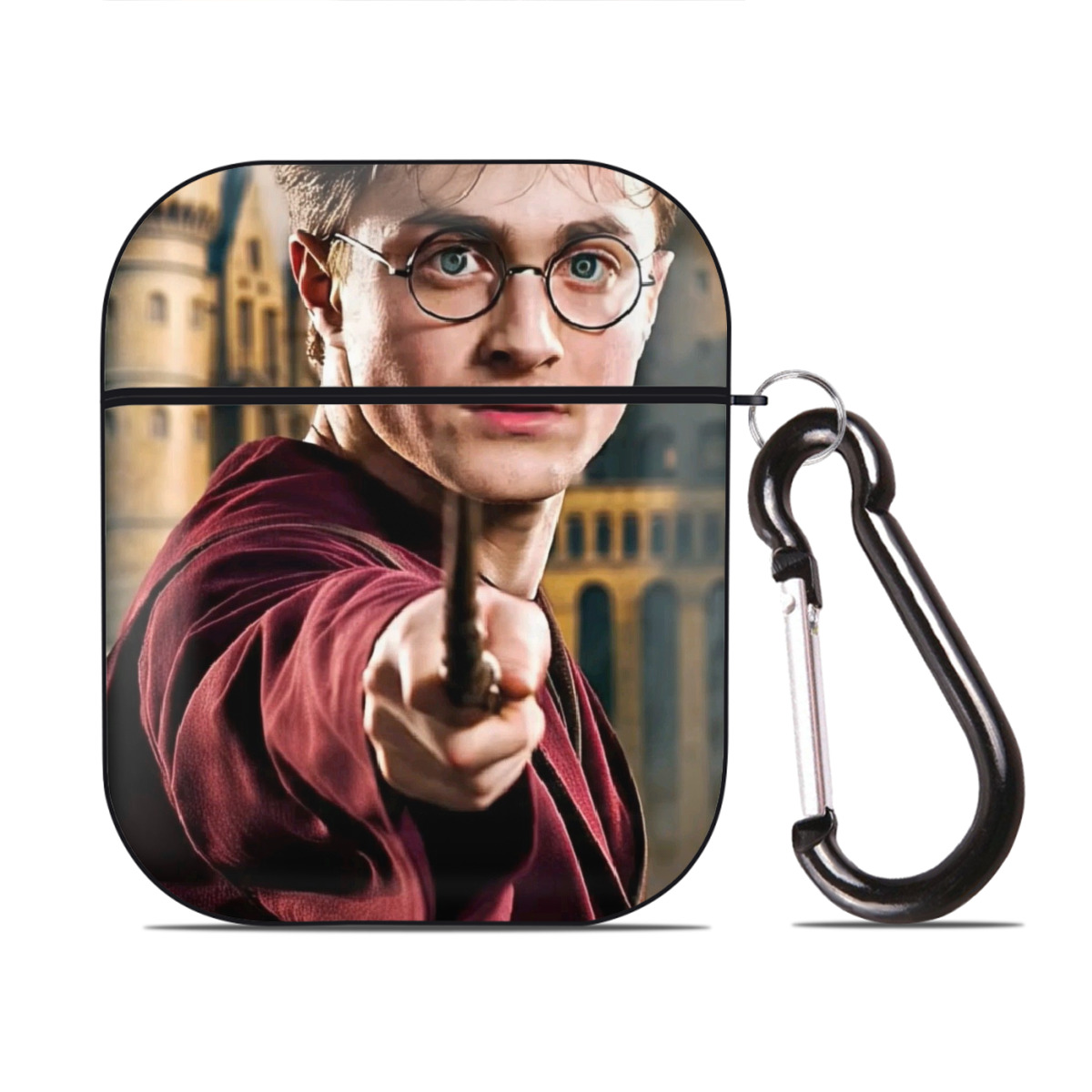 （画像用） Harry Potter ハリー・ポッターシリーズ AirPods 第2世代保護ケース ハードシェル ブラック 耐衝撃・防指紋・カラビナ付き