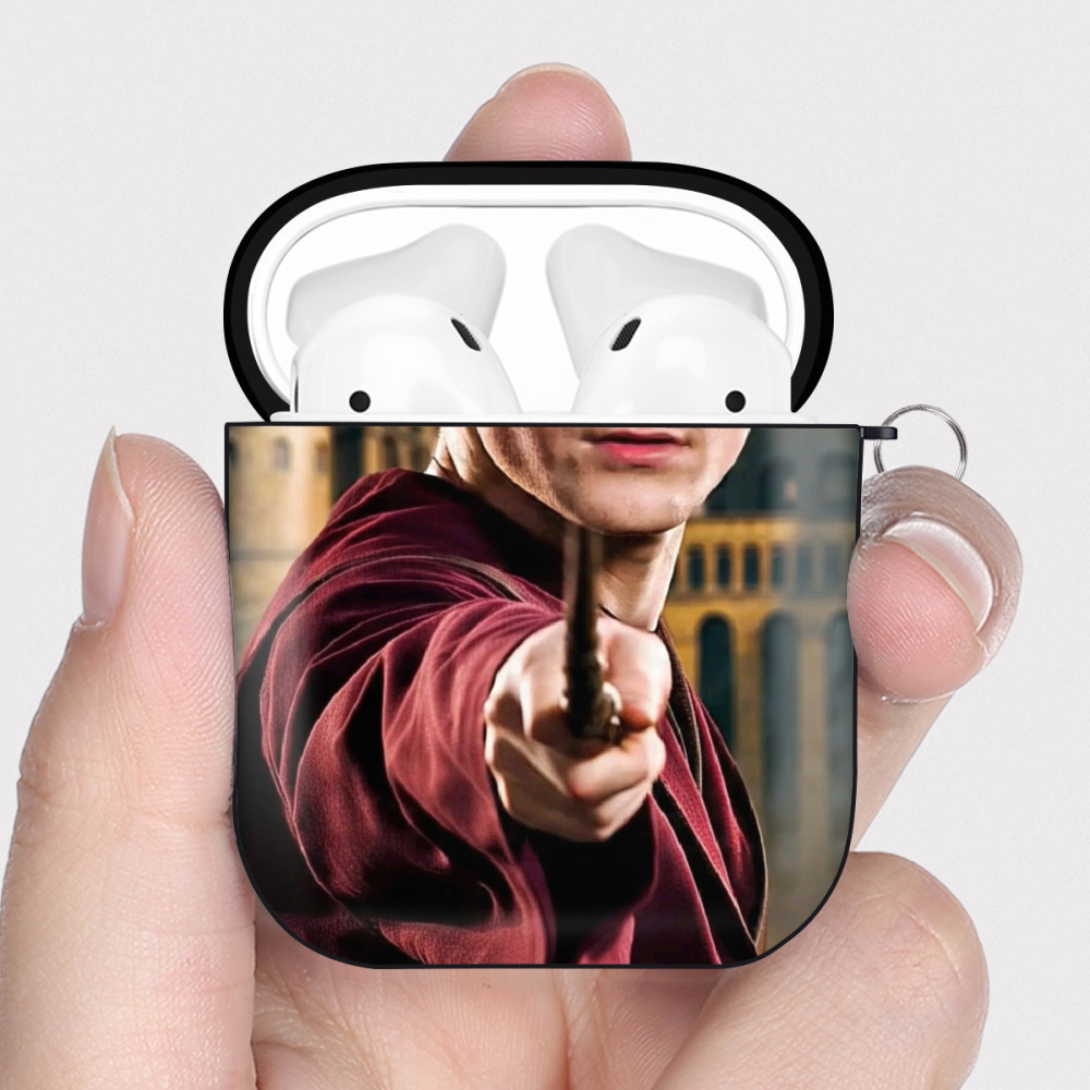 （画像用） Harry Potter ハリー・ポッターシリーズ AirPods 第2世代保護ケース ハードシェル ブラック 耐衝撃・防指紋・カラビナ付き