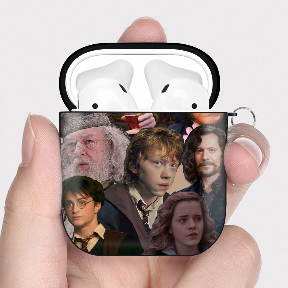 （画像用） Harry Potter ハリー・ポッターシリーズ AirPods 第2世代保護ケース ハードシェル ブラック 耐衝撃・防指紋・カラビナ付き