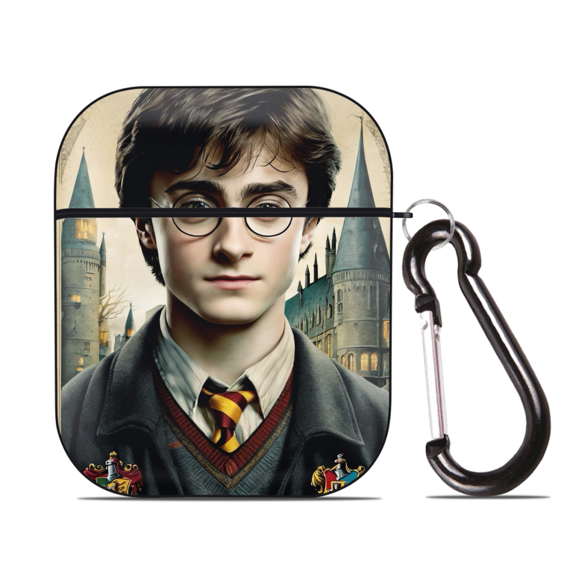 （画像用） Harry Potter ハリー・ポッターシリーズ AirPods 第2世代保護ケース ハードシェル ブラック 耐衝撃・防指紋・カラビナ付き